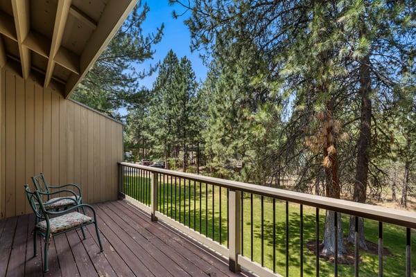 Step onto your private balcony and breathe in the fresh pine-scented air as sunlight filters through towering evergreens. Perfect for morning coffee or unwinding after a day of adventure.