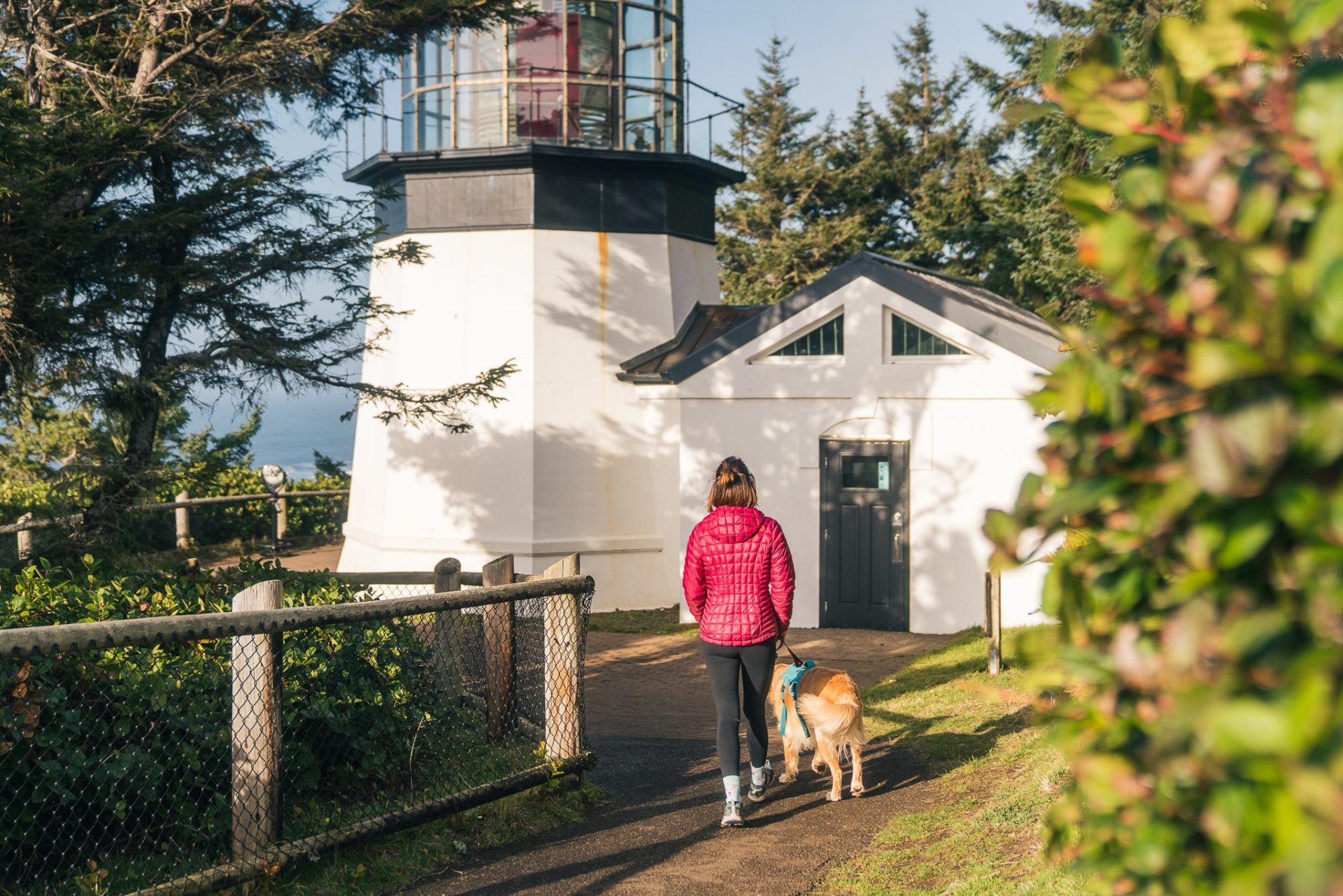 Dog and Woman at Cape Meares Lighthouse